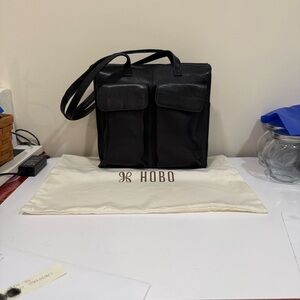 *HOBO Women’s Black Leather Tote Handbag Messenger Bag